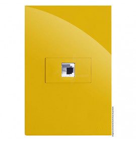 Conjunto RJ11 Telefone Horizontal 4x2 - RECTA MOSTARDA GLOSS